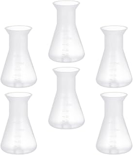 POPETPOP 6pcs 50ml Plastic Conical Flask - Conical Polypropylene Erlenmeyer Flask Set Experiment Flask Cone Bottle Laboratory Tool