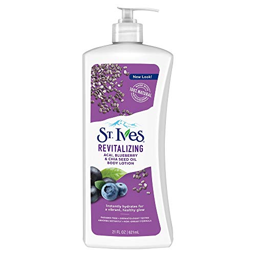 St. Ives Revitalizing Acai, Blueberry & Chia Seed Oil Body Lotion, 21 Ounce (Pack of 2)