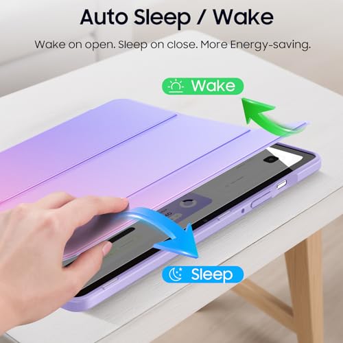 Image of Fintie Clear Case for Samsung Galaxy Tab S10 Lite /S10 FE /S9 FE 10.9'' | Tri-Fold Stand, Shockproof TPU Bumper, Auto Wake /Sleep, for Office & Entertainment, Fantasy Ombre