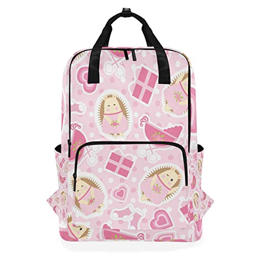 Mochila ligera y portátil para escuela, resistente al agua, ideal como regalo de erizo de dibujos animados, unisex, para portátil de 14 pulgadas, para niños y niñas