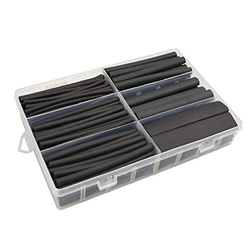 Preisvergleich Produktbild Coomir Schrumpfschlauch-Set, 130 Stück, doppelwandig, 6, Schwarz