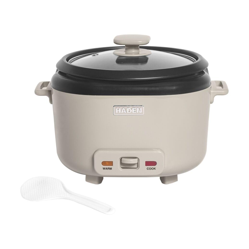 Haden Rice Cooker 1.5L Keep Warm Non-Stick Pot Glass Lid Putty