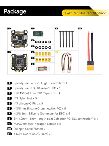 Image of REES52 SpeedyBee F405 V3 BLS 50A 30x30 FC&ESC Stack: 30x30 Flight Controller with 4in1 50A ESC, Wireless Betaflight Configuration, Blackbox, Barometer for Air Unit FPV Drone Fixed-Wing X8