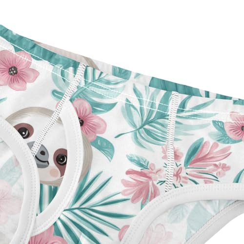 Wusikd Cartoon Sloth Boys' Underwear Cotton Pink Flowers Boys Briefs Soft Toddler Underwear 2T4