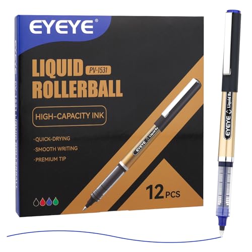 Stylos à encre liquide bleue anti-bavure pointe fine 0,5 mm