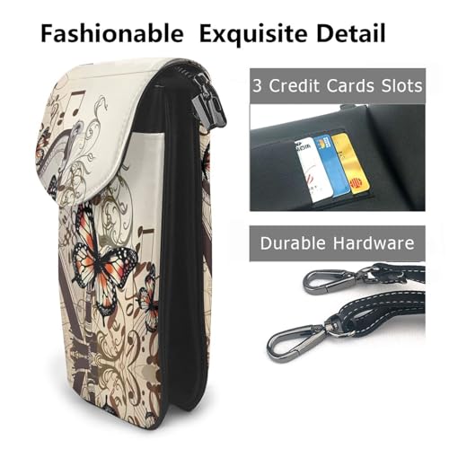 Portefeuille téléphone papillon et harpe avec rabat de protection - 2
