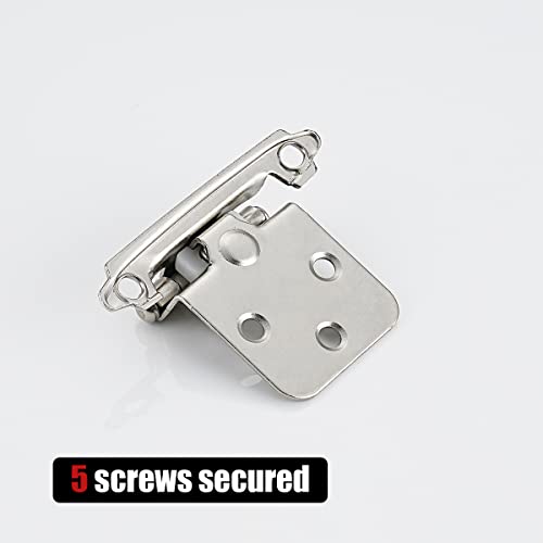 Jqk 1/2 Inch Overlay Cabinet Door Hinges Satin Nickel, 4 Pack 2 Pairs Flush Face Mount Cupboard Self-Closing Kitchen Cabinet Hinges, Ch200-Sn-P4 #TOP6