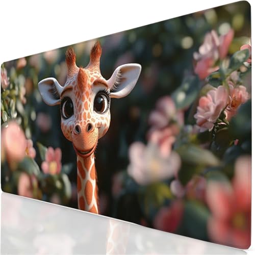 Tapis de Souris XXL 120x60cm Grand Tapis de Souris Mignon Mouse Pad Girafe sous Main Bureau, Base en Caoutchouc Antidérapante, Haute Précision et Rapidité Accessoire Bureau pour Gamer, Maison YG-331