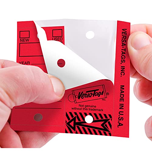 Image of Versa-Tags Red Self-Protecting Key Tags with Chrome-Plated Split Rings, 1000 Count Automotive Dealership Key Tags for Car Truck RV Inventory & Service Organization | Red self-protecting key tags with chrome split rings for automotive dealerships, vehicle inventory, and service organization