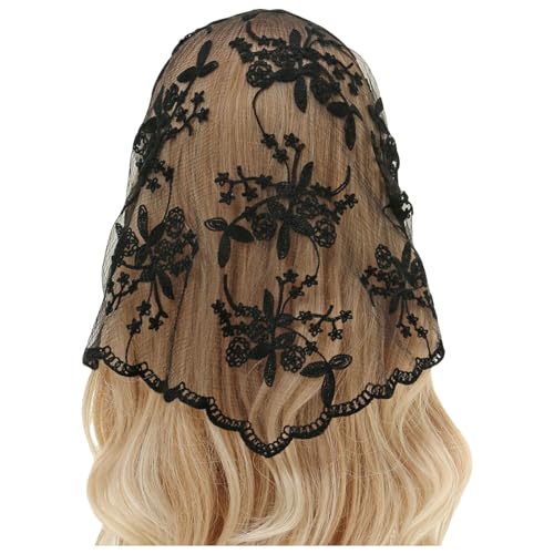 Embroidered Lace Triangle Scarf Flower Headband Lace Headscarf Bandana Headband Elegant Scarf Shawl 135x45cm for Woman4