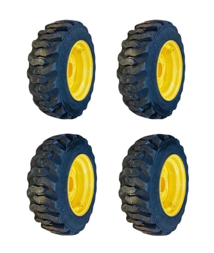 Set of 4-10-16.5 Forerunner SKS-1 Skid Steer Tires on Wheels/Rims (6 lug) for John Deere & more - 12PLY -10X16.5