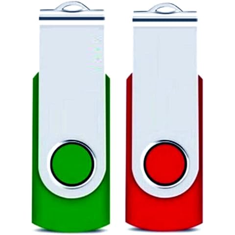 Vixelle, 2 Pack - 64gb USB 2.0 Memory Stick Pen Thumb Flash Drive Portable Data Storage High Speed For PC/Mac/TV/Audio/Car Etc (64GB, Green/Red) Cover
