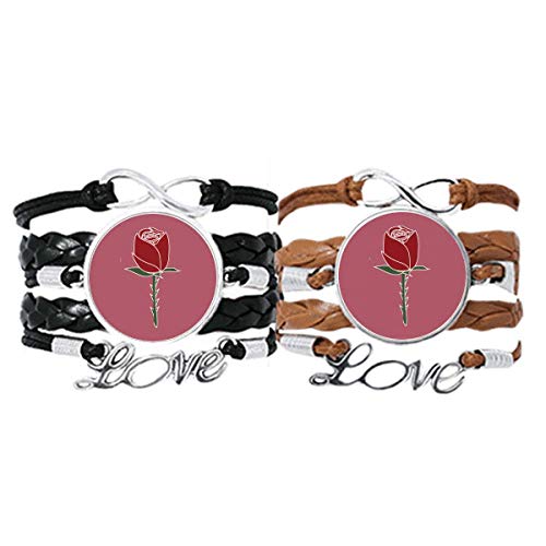 Bracelet en cuir rouge DIYthinker orné d'un œillet et motif fleur