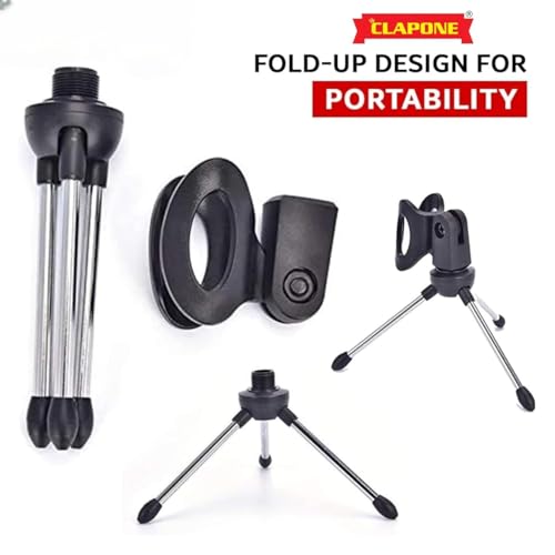 Image of Mini Mic Stand Boom Arm Microphone Adjustable Suspension Boom Scissor Arm for Podcasting Gaming Recording Tripod Microphone (Black, Mini Mic Stand)