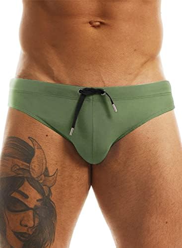 Minaso Men's Swimwear Bikini Swimming Briefs Pad Swimsuits Board Surf Shorts Trunks, Army, M