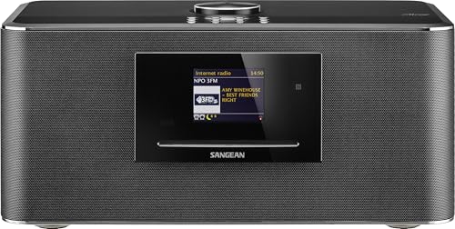 SANGEAN DDR-75 BT Premium All-in-One Musik System mit Internet-Radio, Musik-Streaming, DAB+, FM, AUX, USB – Einfache Bedienung via Control-App, Schwarz