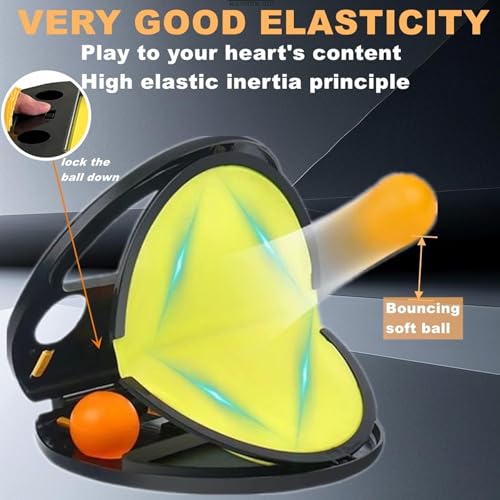 Toss and Catch Ball Game for Kids & Adults, 2Pcs Velcro Throw Catch Ball Set to Improve Hand Eye Coordination Ability, Portable Racket Pocket with Launcher, Ideal Outdoor Game Choice (Black) - Thumbnail 5