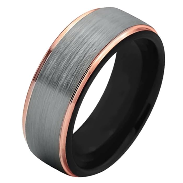 Bague tungstène homme argent noir or Mendes alliance de prestige au masculin