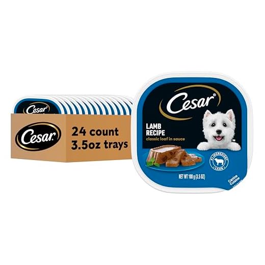 Cesar Classic Loaf in Sauce Adult Wet Dog Food Lamb Recipe, 3.5 oz Easy Peel Trays, 24 Count