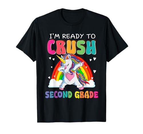 Crush Second Grade Dabbing Unicorn First Day Of School Girls T-Shirt
