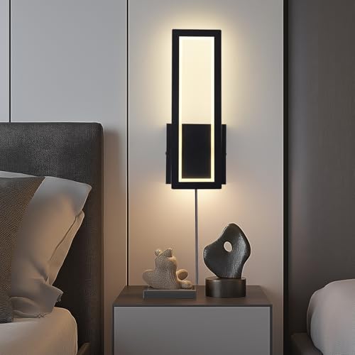 Image of Plug in Wall Sconce Set of 2 Modern Indoor Wall Mount Light 3000K Warm Light Wall Lamps Decor for Bedroom, Living Room,Bathroom, Hallway, Staircase