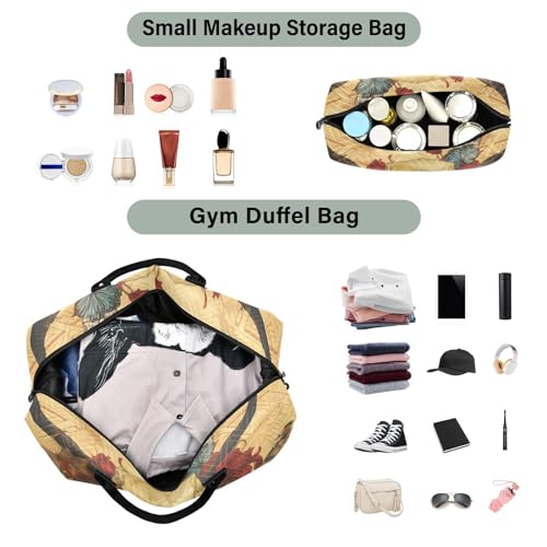 Large Travel Duffel Bag, Horn Skull Buttflies Rose Sports Tote Gym Bag, Shoulder Weekender Overnight Bag for Women Men, Carry On Luggage with Toiletry Bags4