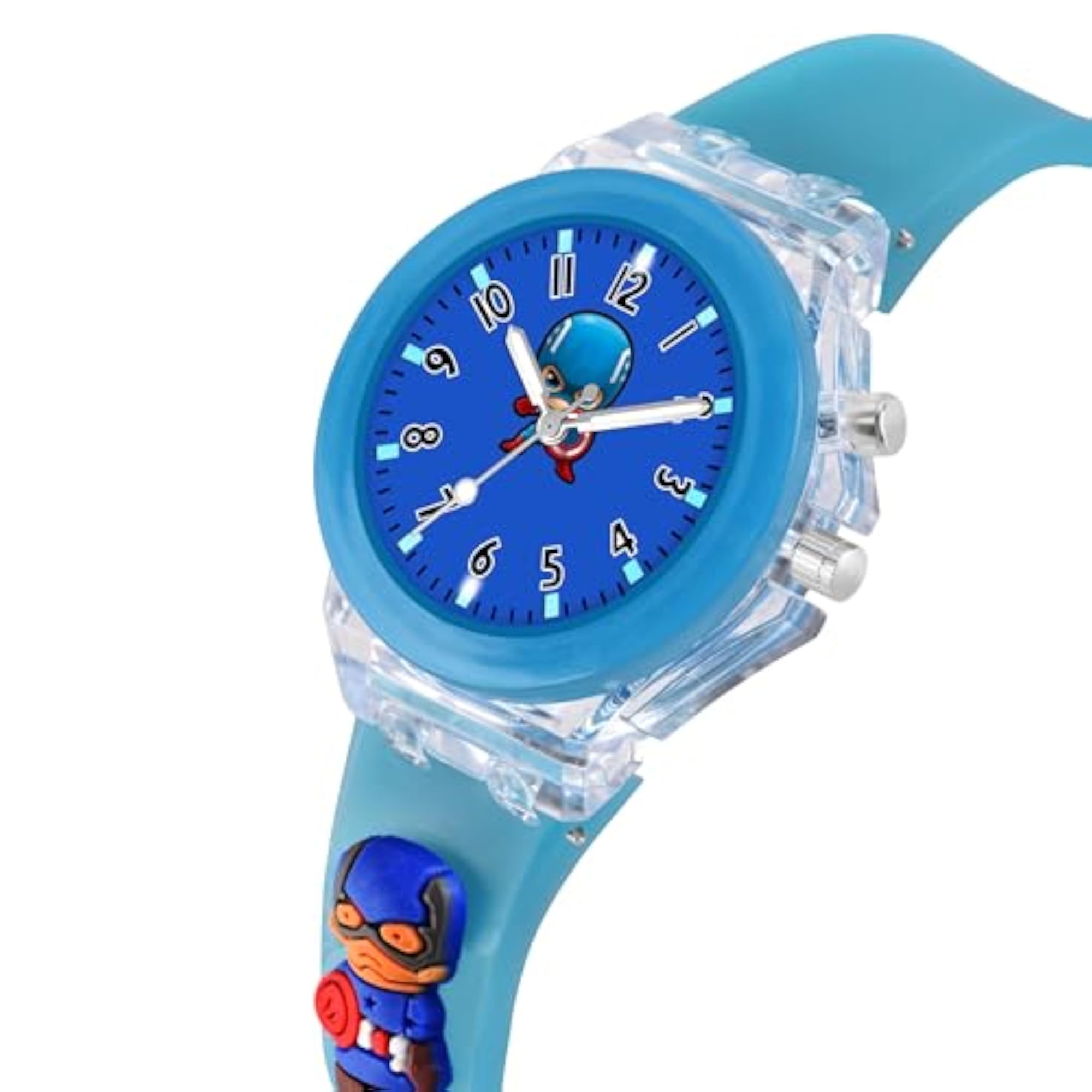 Kids 3D Cartoon Analogue Watch with Glowing Disco Light