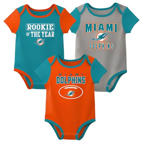 Image of Outerstuff NFL Newborn Infants Rookie 3 Piece Creeper Bodysuit Romper Set