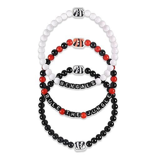 Foco BRMNNF3PKFR Cincinnati Bengals Nfl White 3 Pack Beaded Friendship Bracelet cover