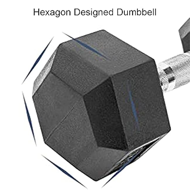 THUNDERBAY Rubber Coated Cast Iron Hex Dumbbell Weights(in Pairs or Singles)