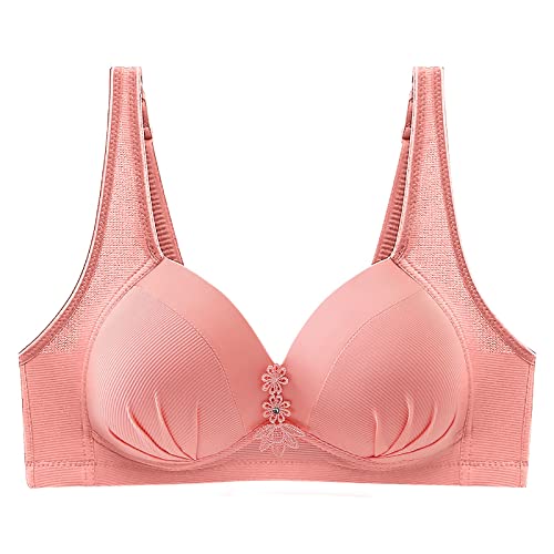 Sin anillo de acero, sujetador delgado para mujer, color sólido, decoración bordada, transpirable, recoge ropa interior, sujetador cómodo bikini top, b, 42