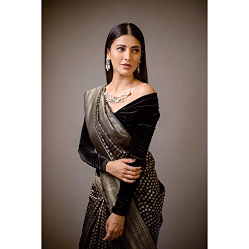 Image of Flosive Women's Present Banarasi Soft Lichi Silk Saree Beautiful Jacquard Rich Pallu Design Work Zari Woven Kanjivaram Silk Style Saree Jalar With Soft Lichi Silk Blouse Piece