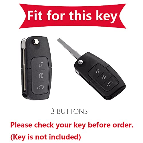 KUNIO Key Cover fit ford Fiesta Focus Galaxy Fusion S-Max Kuga Ecosport Key Cover TPU Folding Car Key Case Keychain Keyring Key Holder 3 Buttons A White - Image 2
