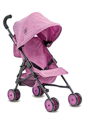TRIOKID My First Baby Doll Stroller Miniline Grape Purple Travel Toys for Kids Portable Doll Pram Drawable Fabric with Removable Weather Resistant Canopy