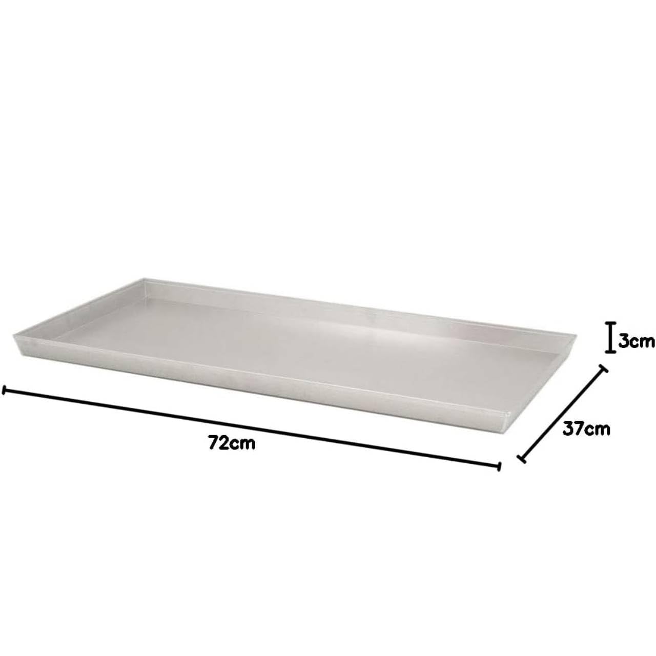 Bandeja rectangular en aluminio alimentario 37x72 cm - altura del borde 3 cm.