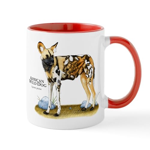 Taza de cerámica 11 oz de diseño African Wild Dog miniatura 1