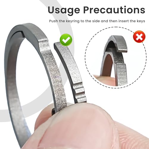 Image of MoHern Titanium Key Rings, 3 Pack Heavy Duty, Large Key Ring for Dog Tag, Side Pushing Quick Release, Durable Round Key Ring