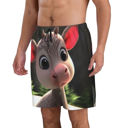 Cartoon Calf Men Beach Pants â€“ Swim Trunks for Men,Quick-Dry and Comfortable, Suitable for Beach, Surf, and Everyday Wear Black2
