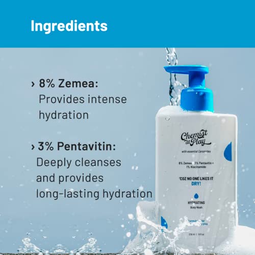 Image of Chemist at Play Hydrating Body Wash For Dry, Flaky, Stretchy and Normal skin, with Ceramides and Niacinamide, For Intense Hydration, Freshness and Deep Cleansing, Suitable for Men and Women, 473 ml