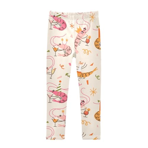 Party Cute Shrimp Girls Leggings,Workout Leggings for Girls Toddler Athletic Legging Size for 3-10T