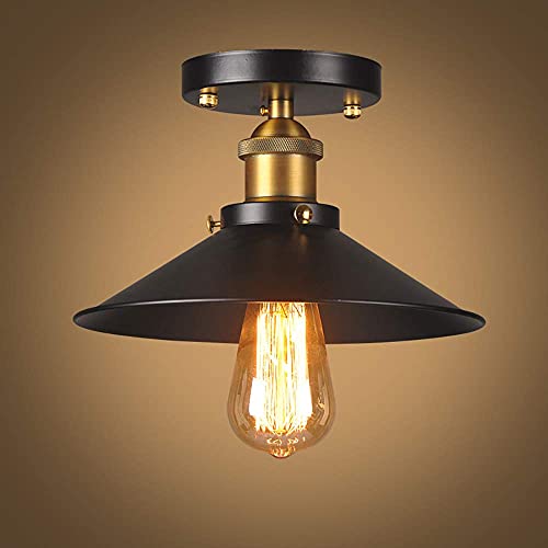 Plafonnier industriel E27 suspension vintage luminaire métal noir restaurant bureau
