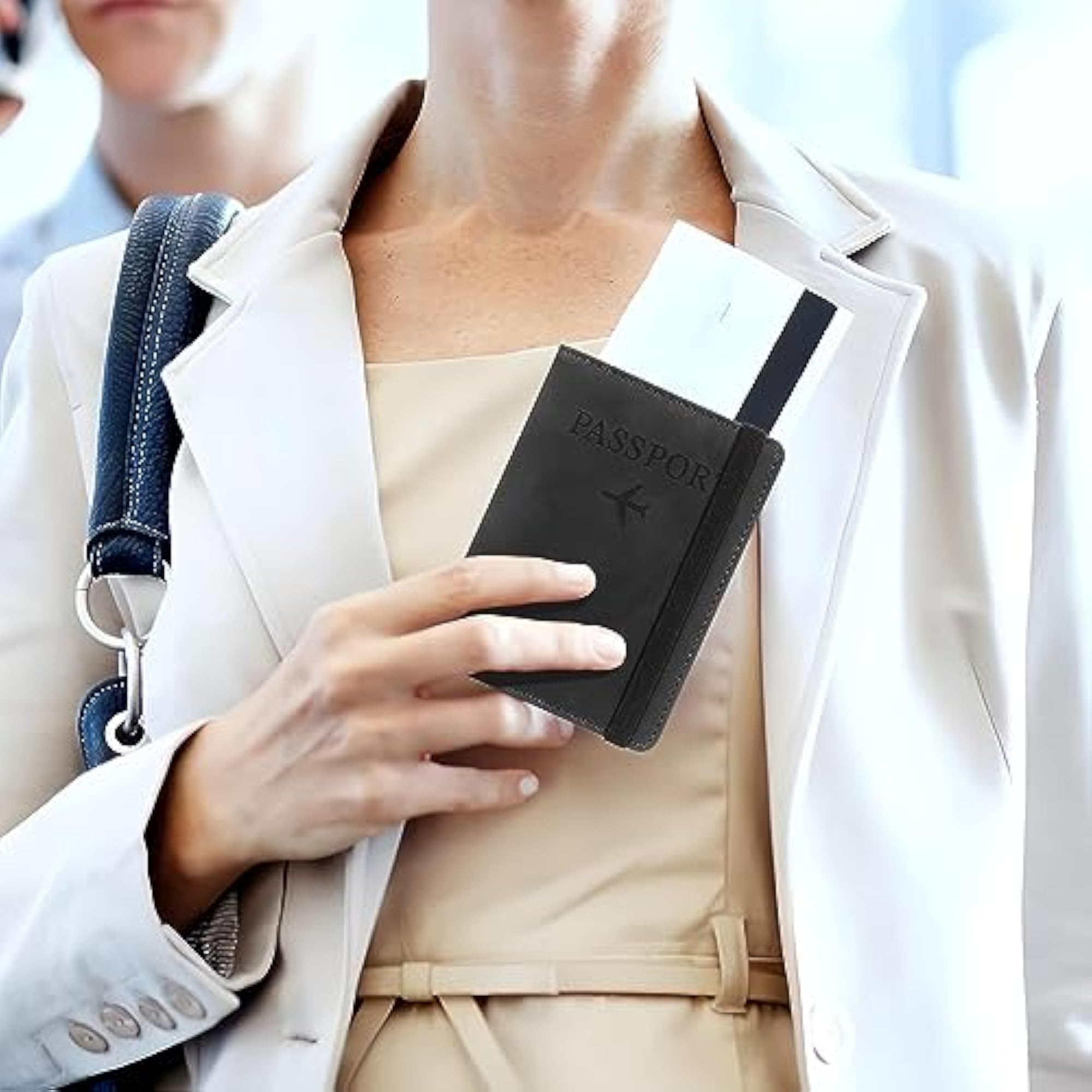 RFID Blocking PU Leather Passport Holder Cover, Travel Document Wallet