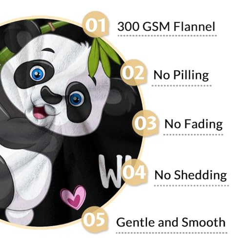Mercuryelf Panda Throw Blanket - Soft, Fuzzy & Warm - 50x60 Inches Flannel Blankets for Living Room, Sofa - Black Cute Throws Gift for Teens