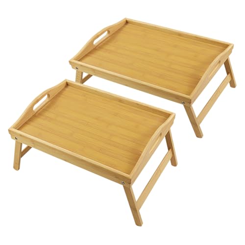 Comparison: Best Breakfast In Bed Tray 9 WKWKER Bamboo Bed Tray Table with Folding Legs Set of 2 Foldable Serving Tray Portable Laptop Tray Snack Tray Breakfast Tray Bed Table Drawing Table Breakfast Trays for Bed (Set of 2)