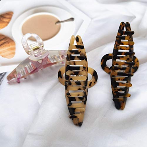 Textention Hair Clips Tortoiseshell Claw Cellulose Acetate Jaw Clip Celluloid French Design 4.2'' Hair Barrettes Grip Leopard Print Clamps For Women Ladies Mother thumb #8