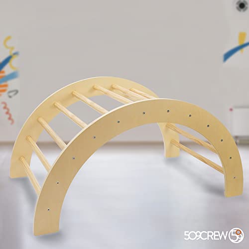 Foto von 509 Crew Jungle 2-in-1-Kletterbogen, 2-in-1-Funktion, großer Kletterbogen für Kinder, umwandelbar in Schaukelstuhl/Cradle für Kinder und Erwachsene, Montessori-Klettergerüst, natürliche Holzfarbe