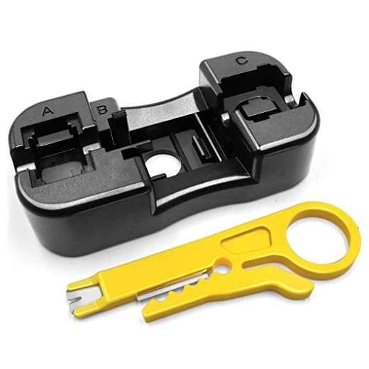 NECABLES 1+1Pack Keystone Jack Punch Down Stand and Small Plastic Punchdown Tool with Stripper