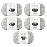 原ウール Knitworm 毛糸 みんなのセーター ソリッド 5玉セット (2.グレー)