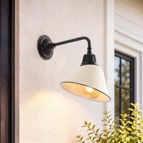 Image of JONATHAN Y Croydon 1-Light Gooseneck Barn Sconce 9.63 inch, Matte Almond