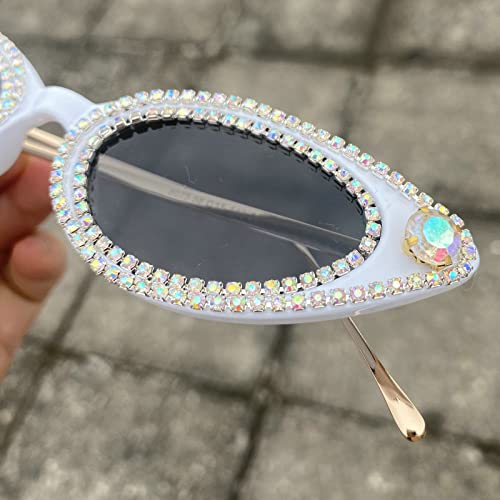 Luxury Small Cat Eye Rhinestone Sunglasses for Women Fashion Diamond bling party Sun Glasses Crystal Shades UV4003